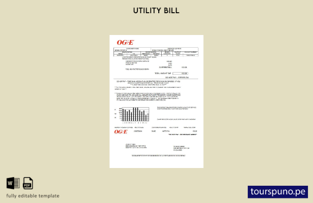 listo para imprimir plantilla de factura de servicios públicos de EE. UU. Oklaho